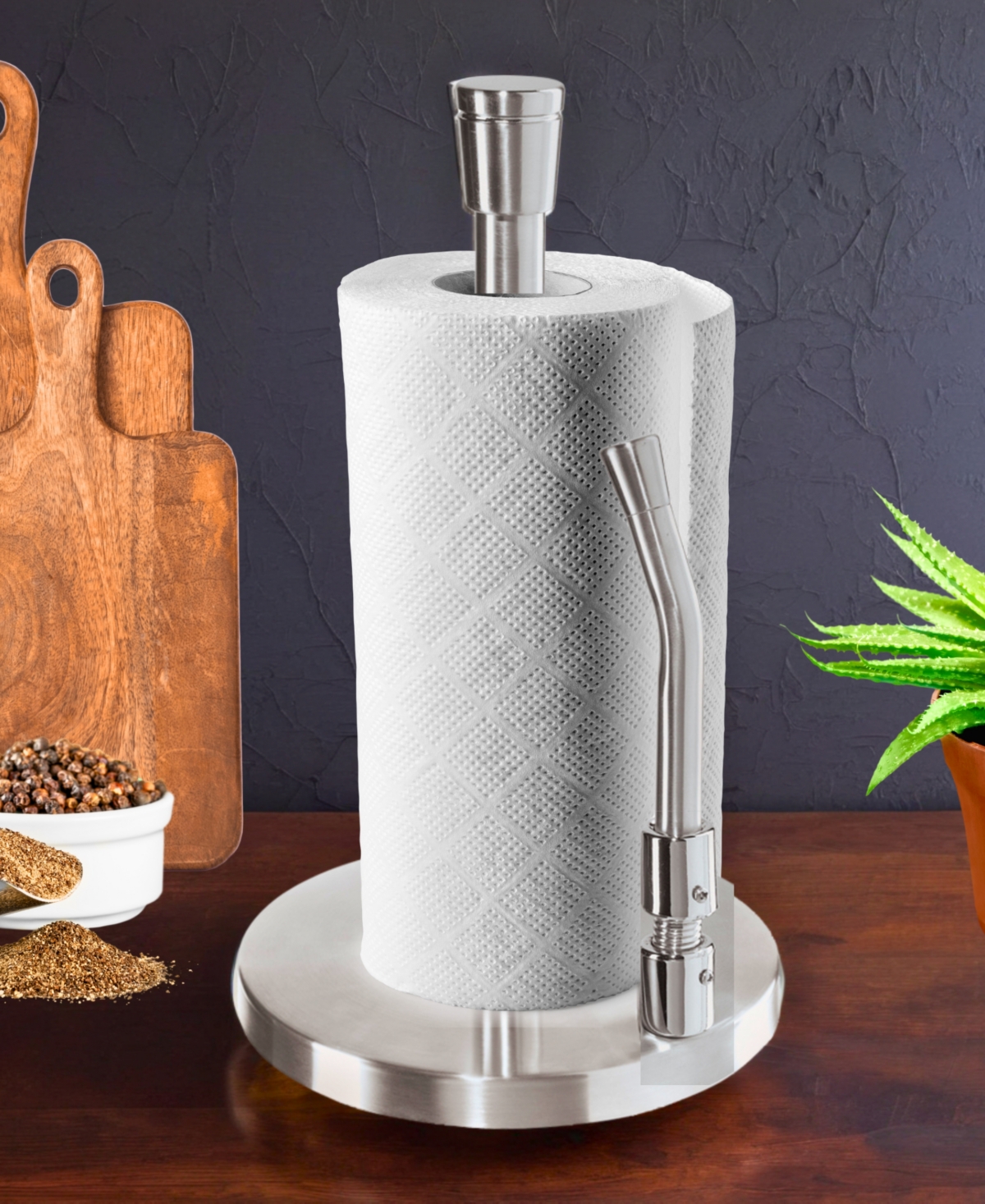 Oggi 13" Stainless Steel Paper Towel Holder Wiith Tension Arm And Tear Bar In Stainless Steel