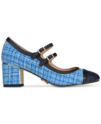 Women's Mela Luxurious Round-Toe Mary-Jane Block-Heel Pumps