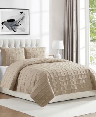 Solid Square 3-Piece Quilt Set, Full/Queen