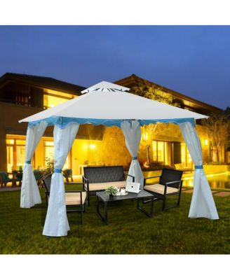 2-Tier 10' x 10' Patio Gazebo Canopy Tent w/ Side Walls