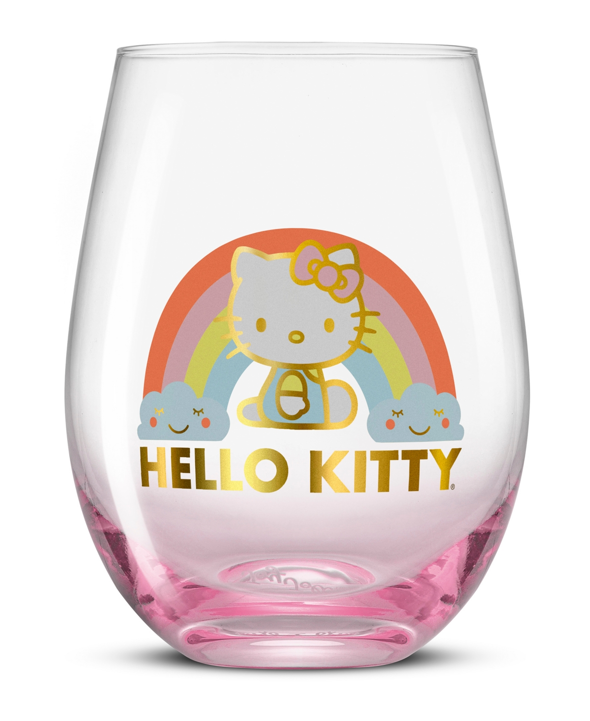 JOYJOLT HELLO KITTY SWEET RAINBOW STEMLESS DRINKING GLASSES, SET OF 4 