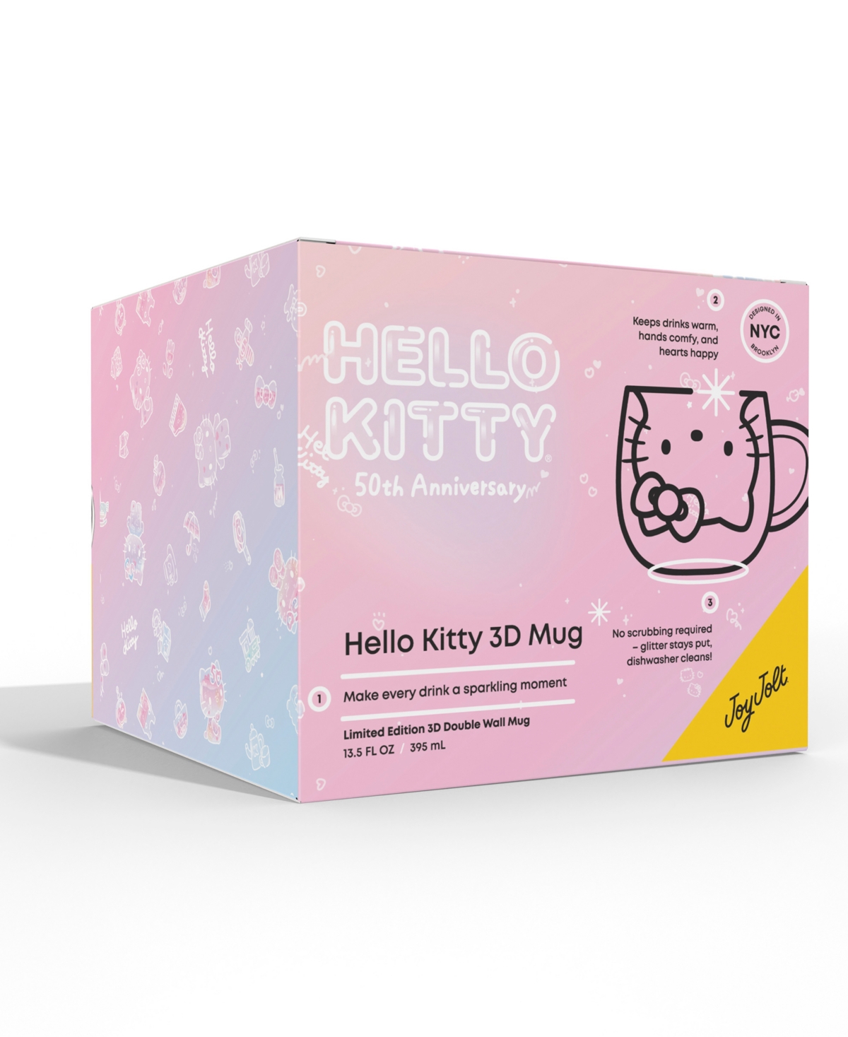 JoyJolt Hello Kitty 50th Anniversary Limited Edition 3D Double Wall Glass Mug