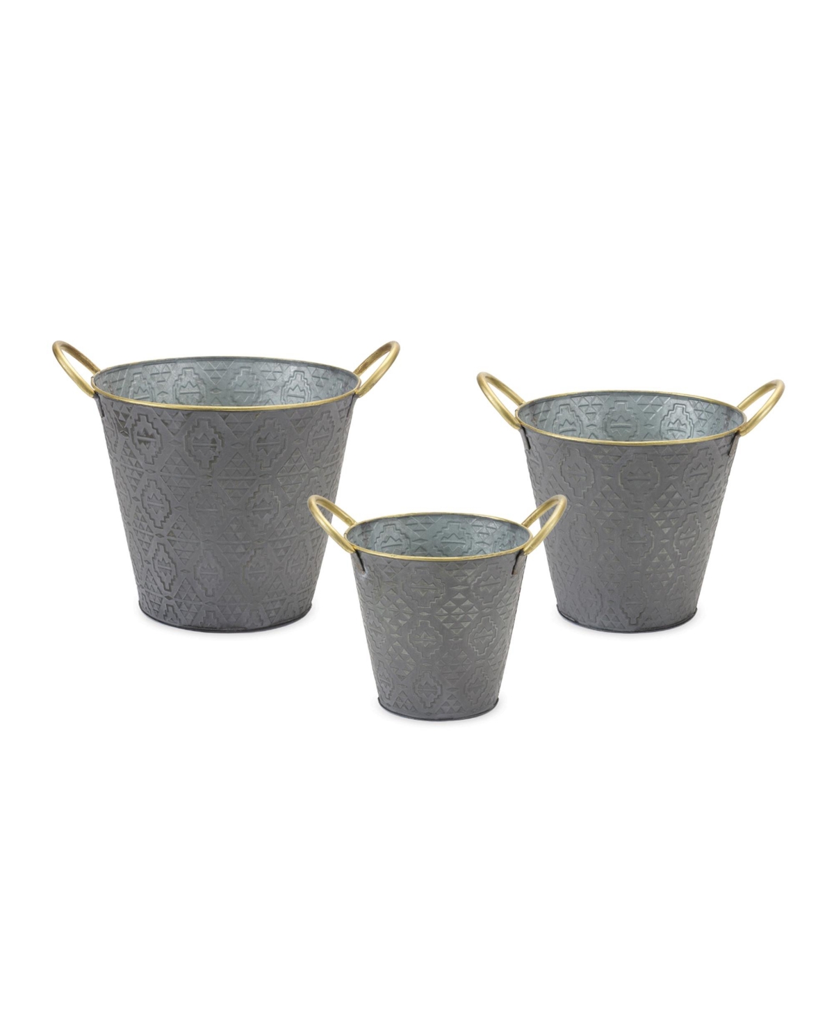 Metal Pail Planter, Rustic Charm for Your Plants (Set of 3) - Grey