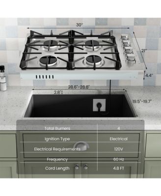 30 Inch Gas Cooktop with 4 Powerful Burners and ABS Knobs