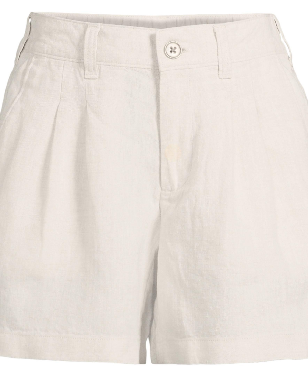 Lands' End Women's High Rise Pleated A-line 5" Linen Shorts