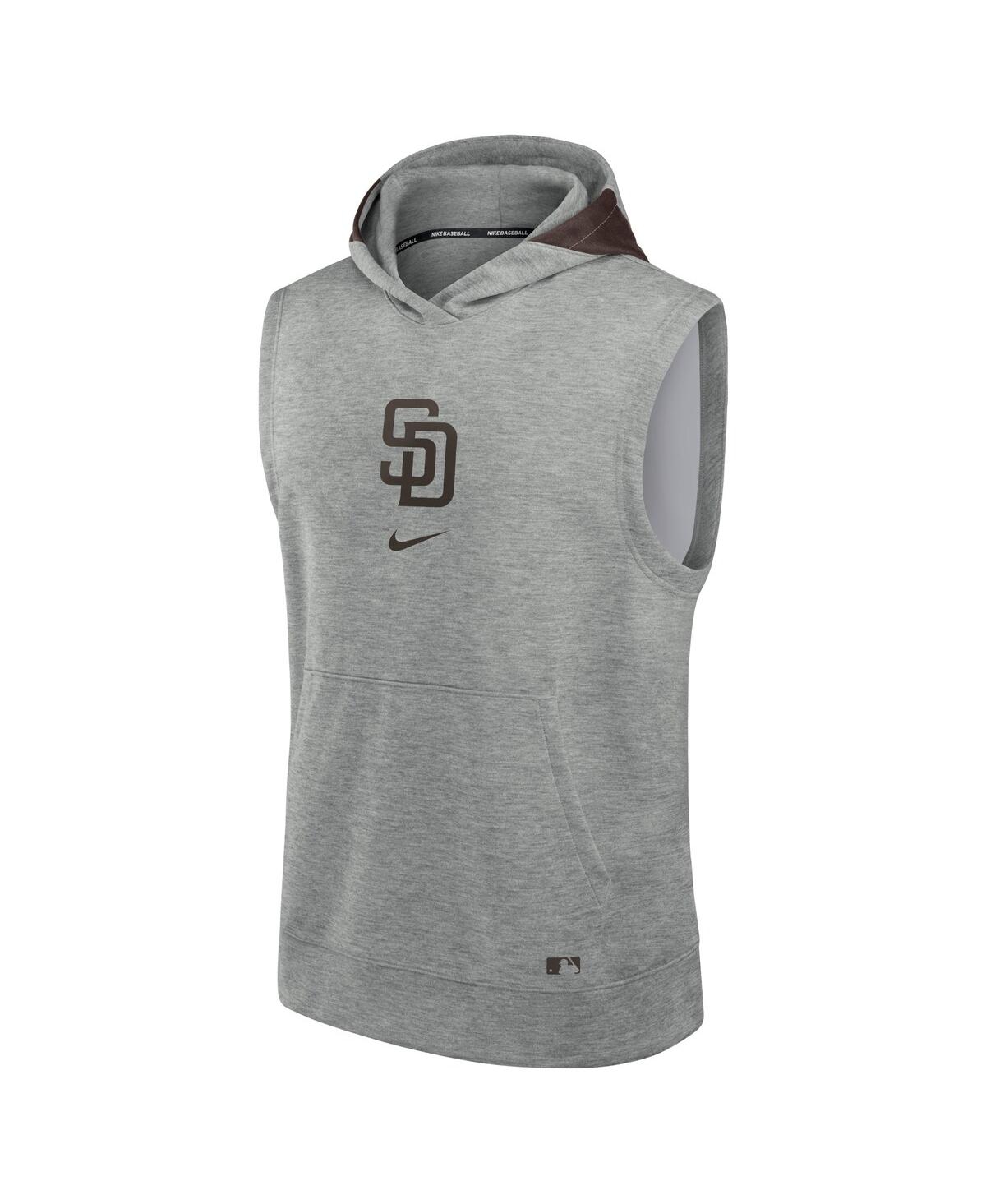 Nike Men'sSan Diego Padres Authentic Collection Early Work Performance Sleeveless Pullover Hoodie - Heather Gray, Brown