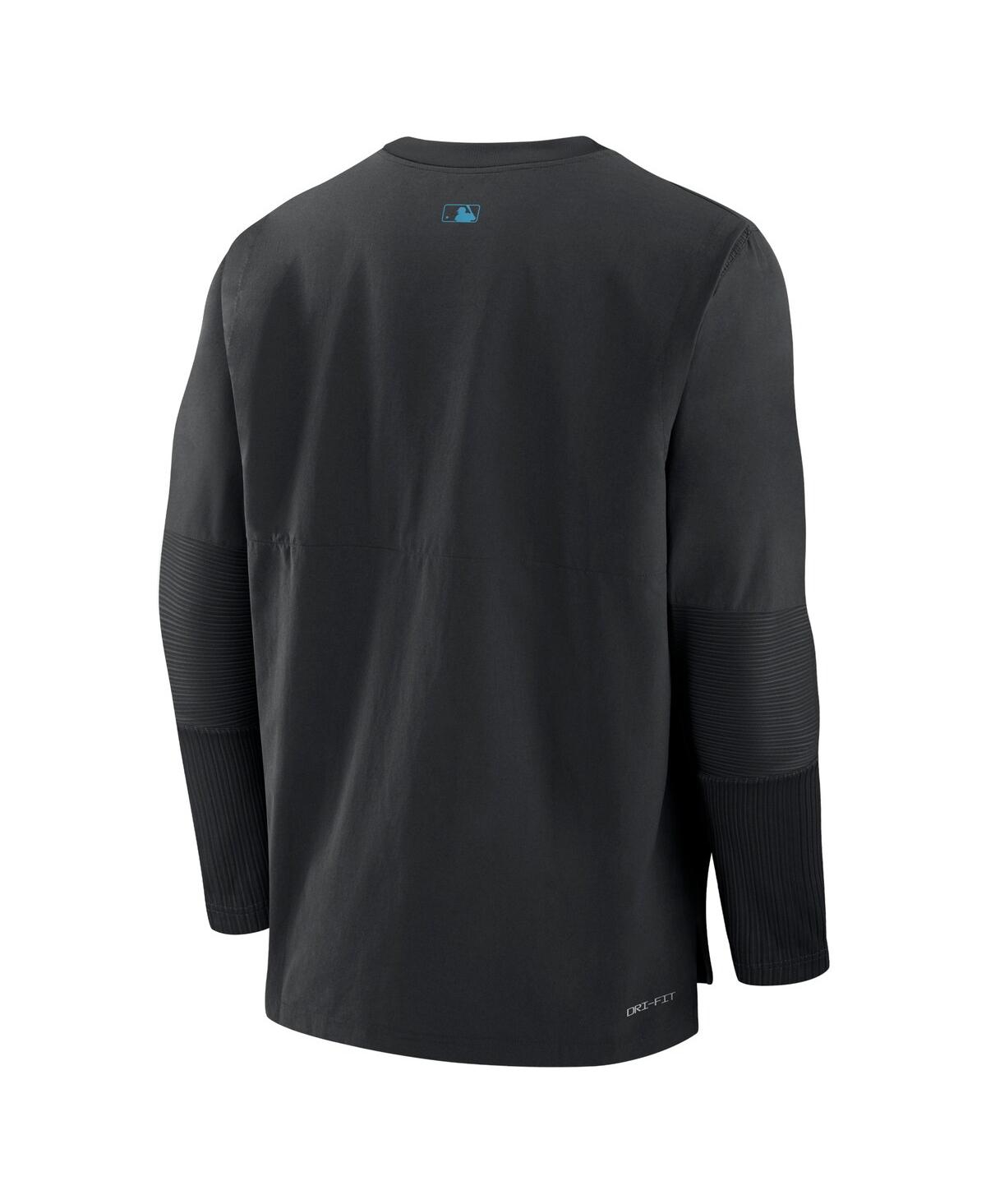 Nike Men's Black Miami Marlins Authentic Collection Player Performance Pullover Sweatshirt In Black