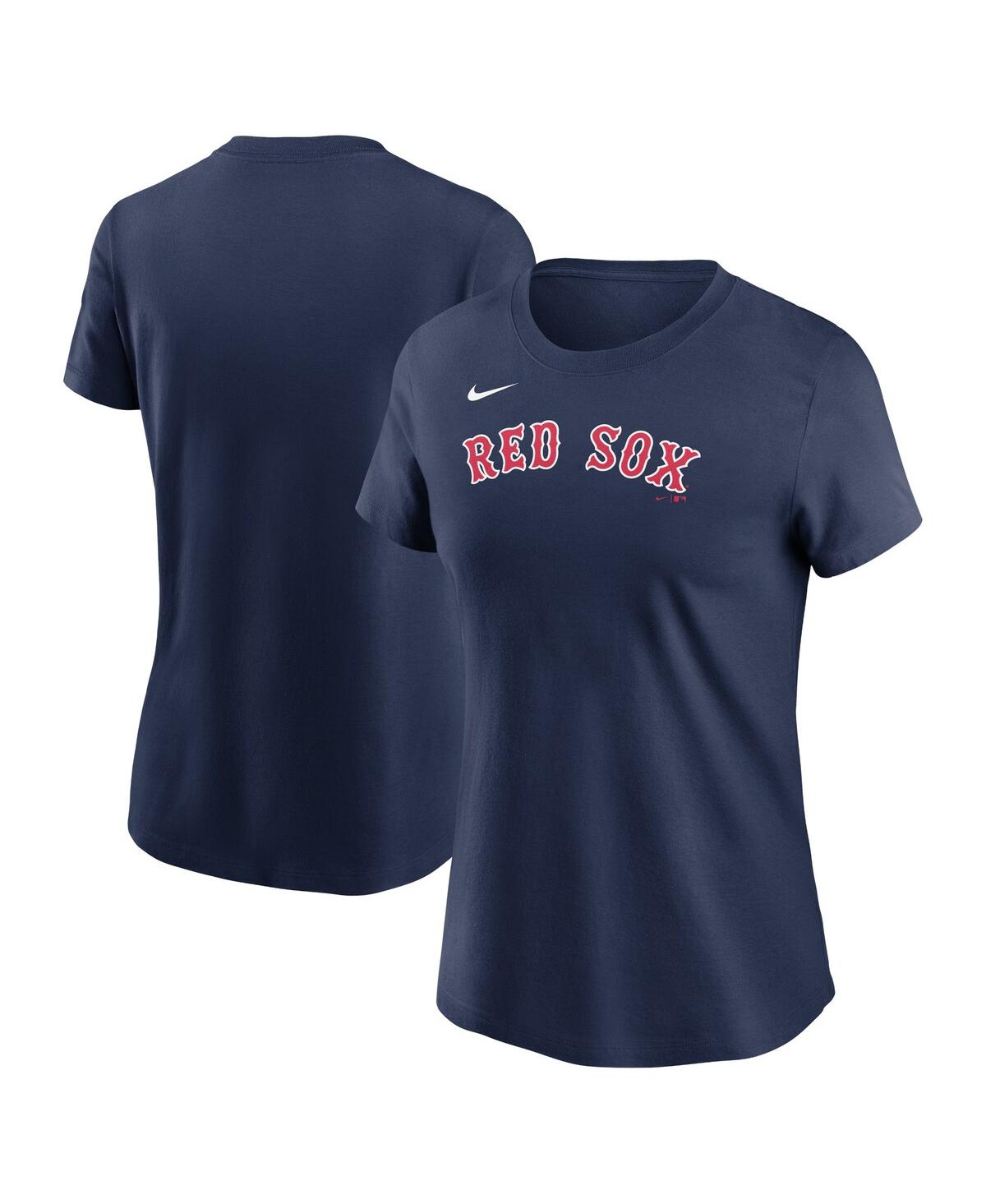 Nike Women's Navy Boston Red Sox Cooperstown Collection Wordmark T-shirt In Navy