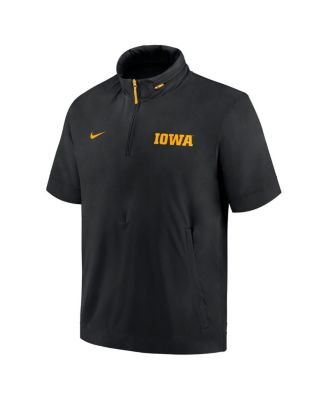 Men's Black Iowa Hawkeyes 2024 Sideline Coach Short Sleeve Half-Zip Hoodie Jacket