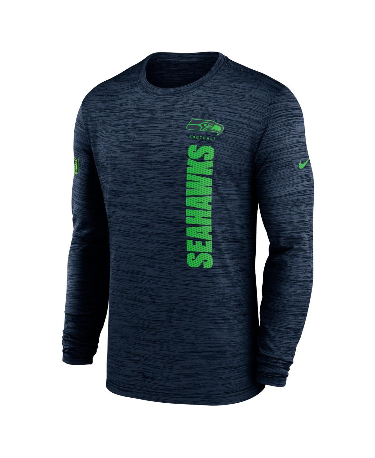 Nike Men's College Navy Seattle Seahawks 2024 Sideline Velocity Performance Long Sleeve T-shirt In College Navy