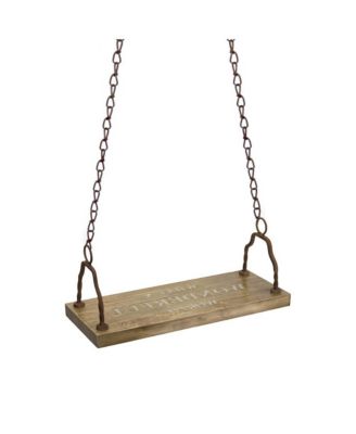 Rustic Wood Garden Swing With Iron Handles for Patio or Yard
