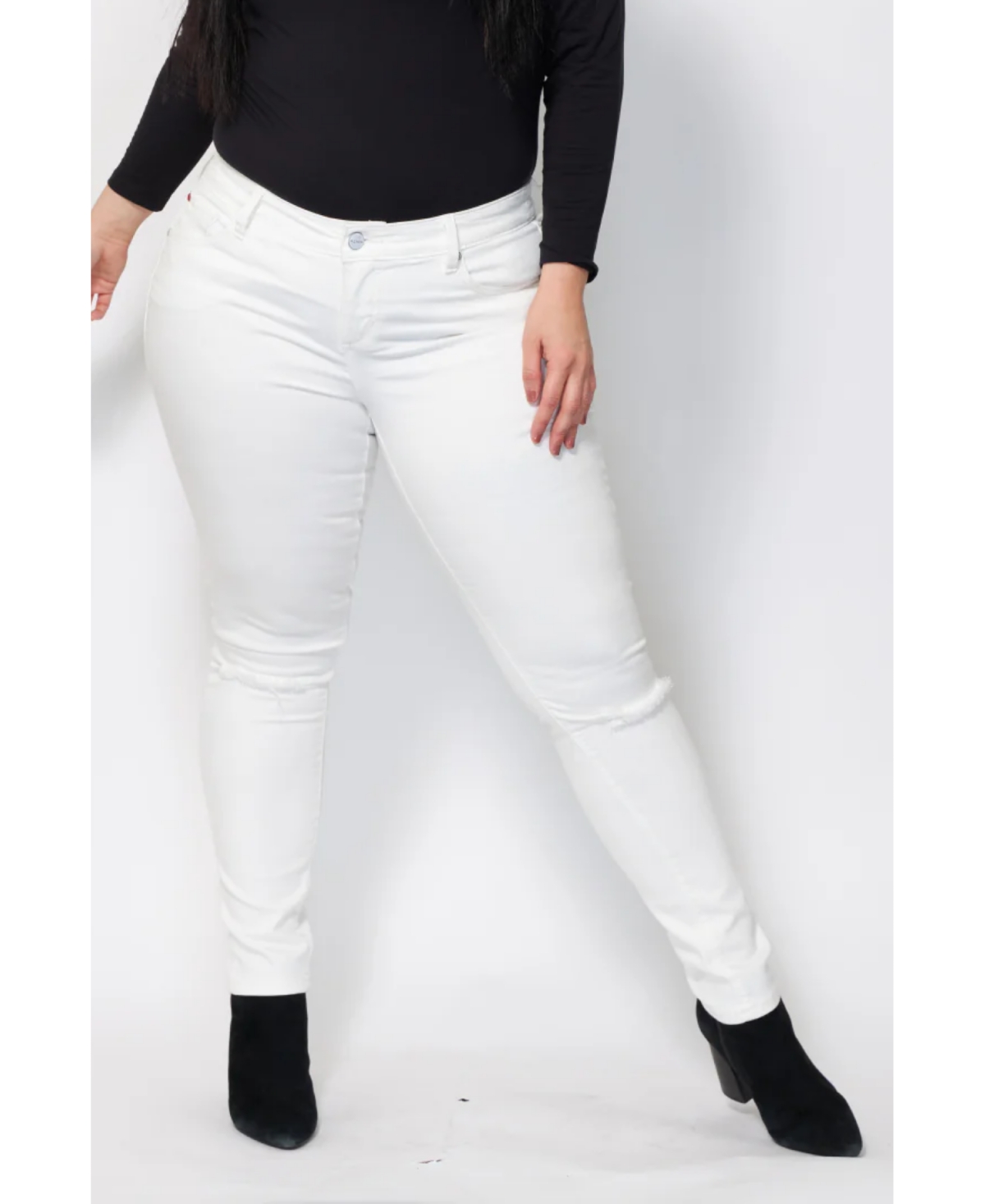 Plus Size Denim Mid Rise Skinny Jeans - Lexy
