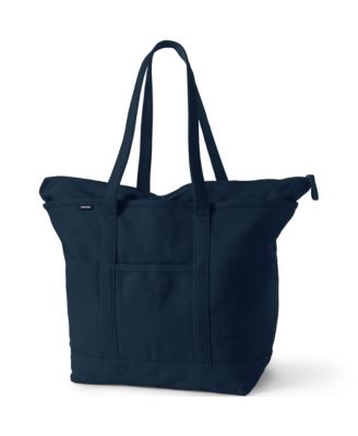 Extra Large Solid Color 5 Pocket Zip Top Long Handle Canvas Tote Bag