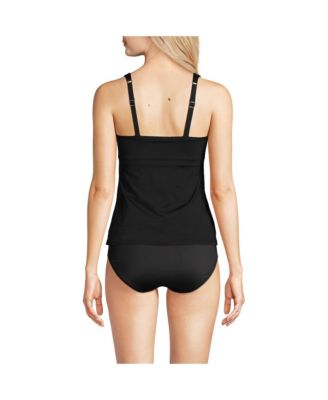 Women's Long Chlorine Resistant Smoothing Control Mesh High Neck Tankini Swimsuit Top