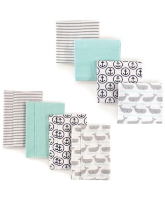8-Piece Cotton Flannel Nursery Essential Set Swaddle Blankets & Burp Cloths