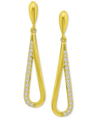Cubic Zirconia Pave Drop Earrings in 18k Gold Plated Sterling Silver Created for Macy s