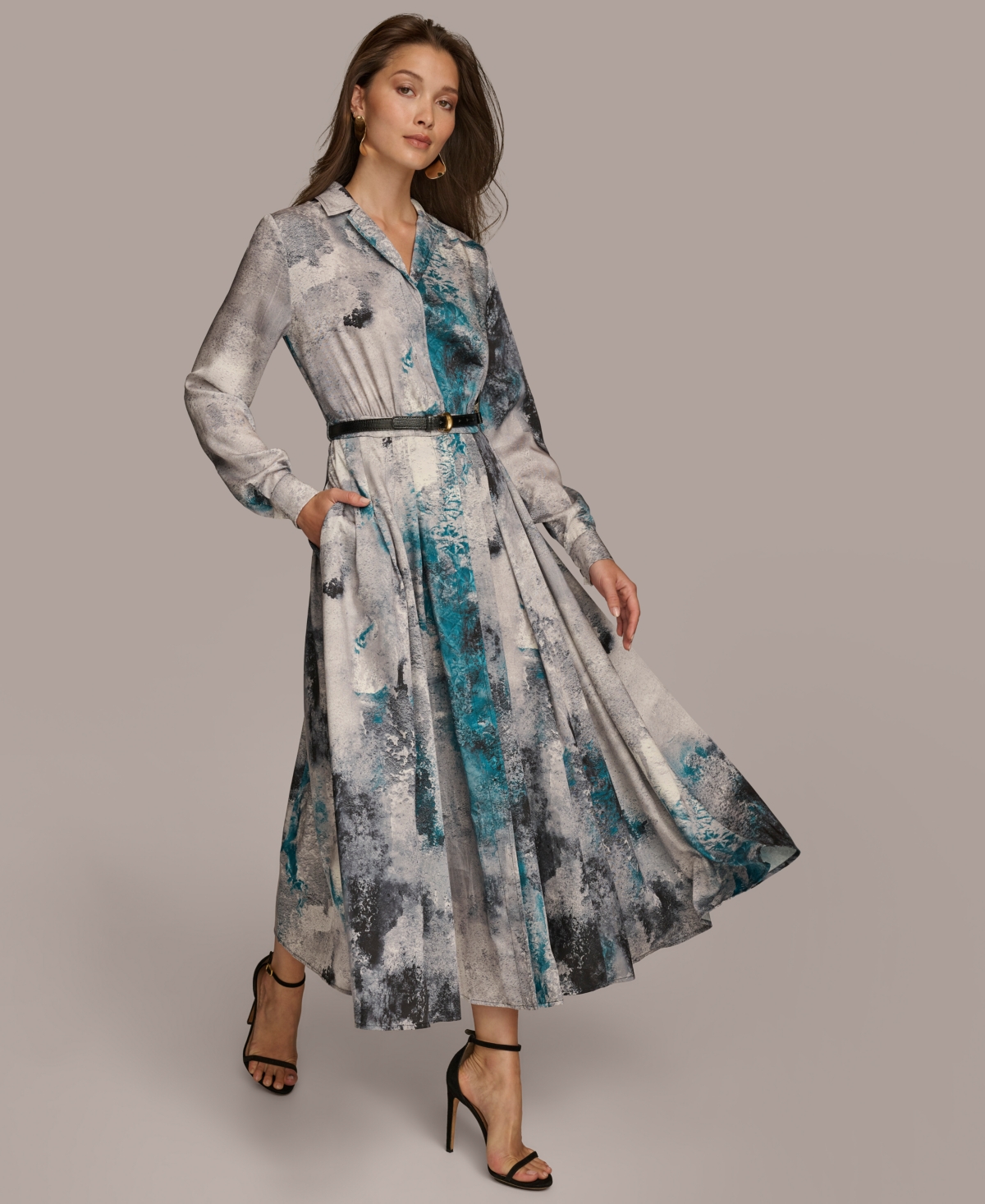 Donna Karan Women's Printed Belted Shirtdress