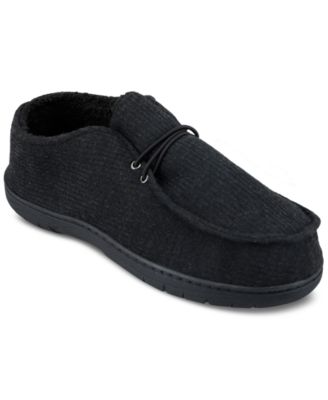 Haggar - Men's Ribbed Fabric Chukka Boot Indoor/Outdoor House Slipper with Cozy Fleece Lining