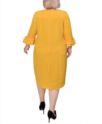 Plus Size 3/4 Length Sleeve Textured Knit Dress
