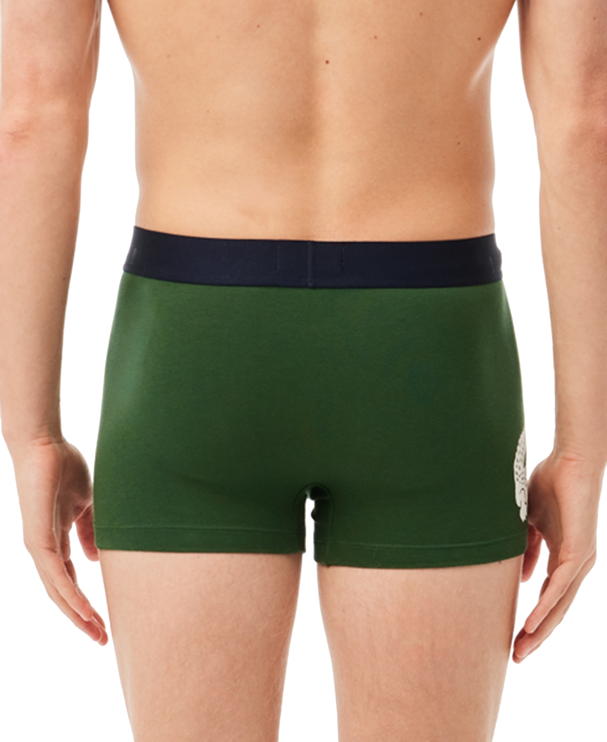Lacoste Men's 3-pack Regular-fit Big Croc Logo Trunk Underwear In Green,navy,white