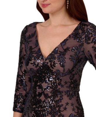 Women's V-Neck 3/4-Sleeve Sheath Dress