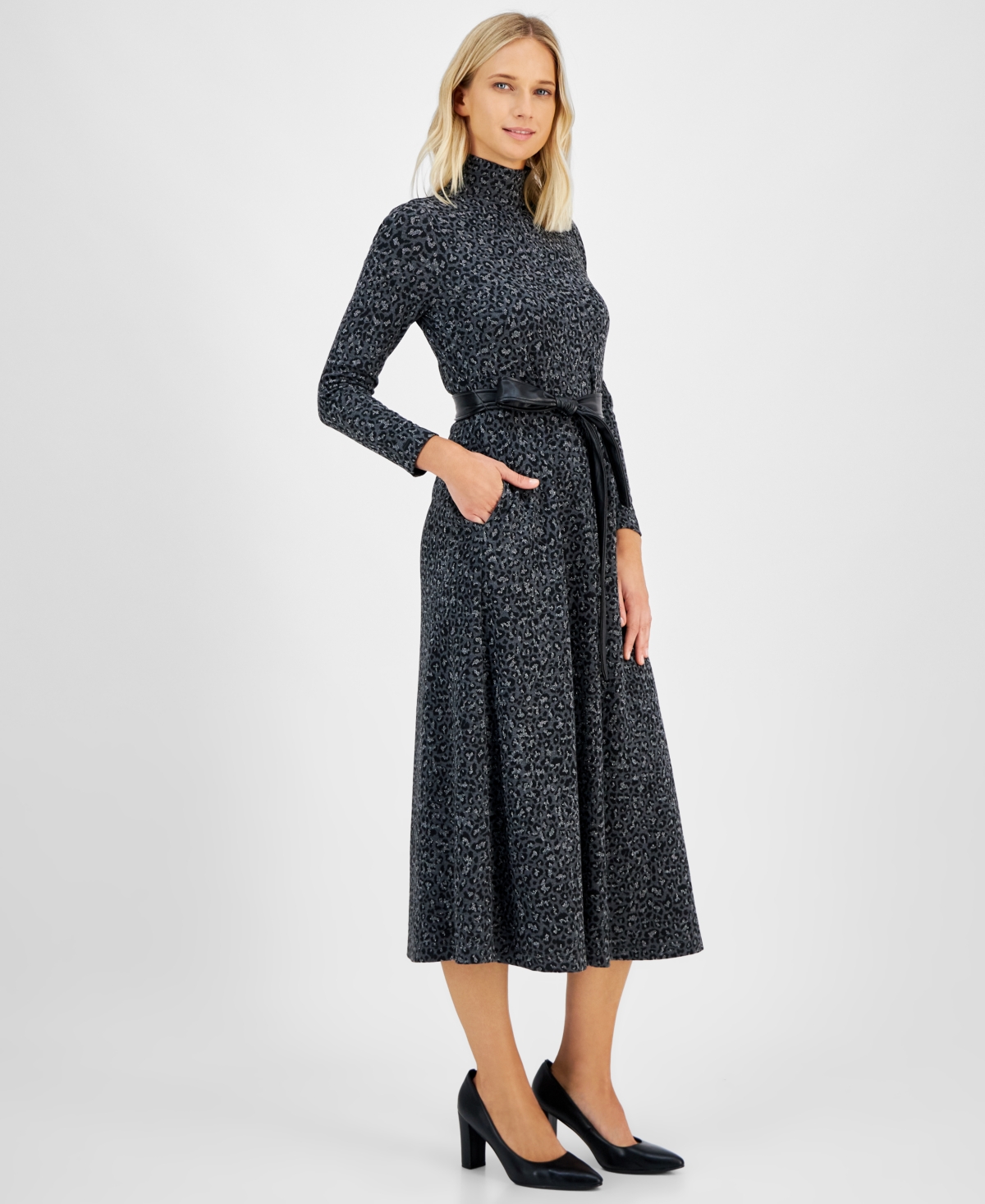 Anne Klein Women's Leopard-Print Fit & Flare Dress