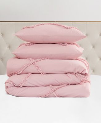 Diamond Ruffle 3 Piece Reversible Comforter Set, Full/Queen