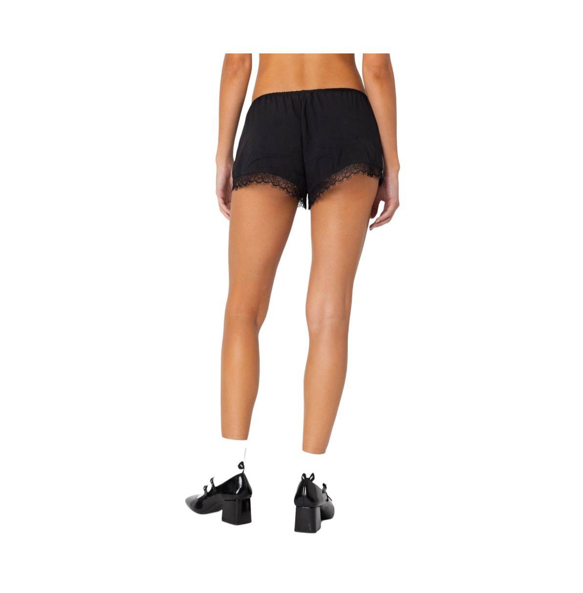 Edikted Women's Rumi lace trim shorts