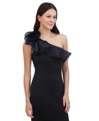 Eliza J Women's One-Shoulder Rosette-Detail Evening Gown - Macy's