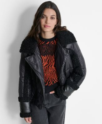 Women s Sherpa Trim Puffer Jacket