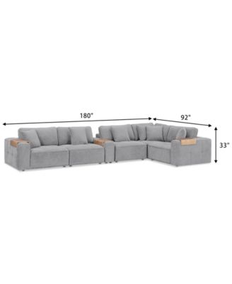 CLOSEOUT! Nycolle 6-Pc. Modular Fabric L-Shape Sectional with 1 Console, Created for Macy's