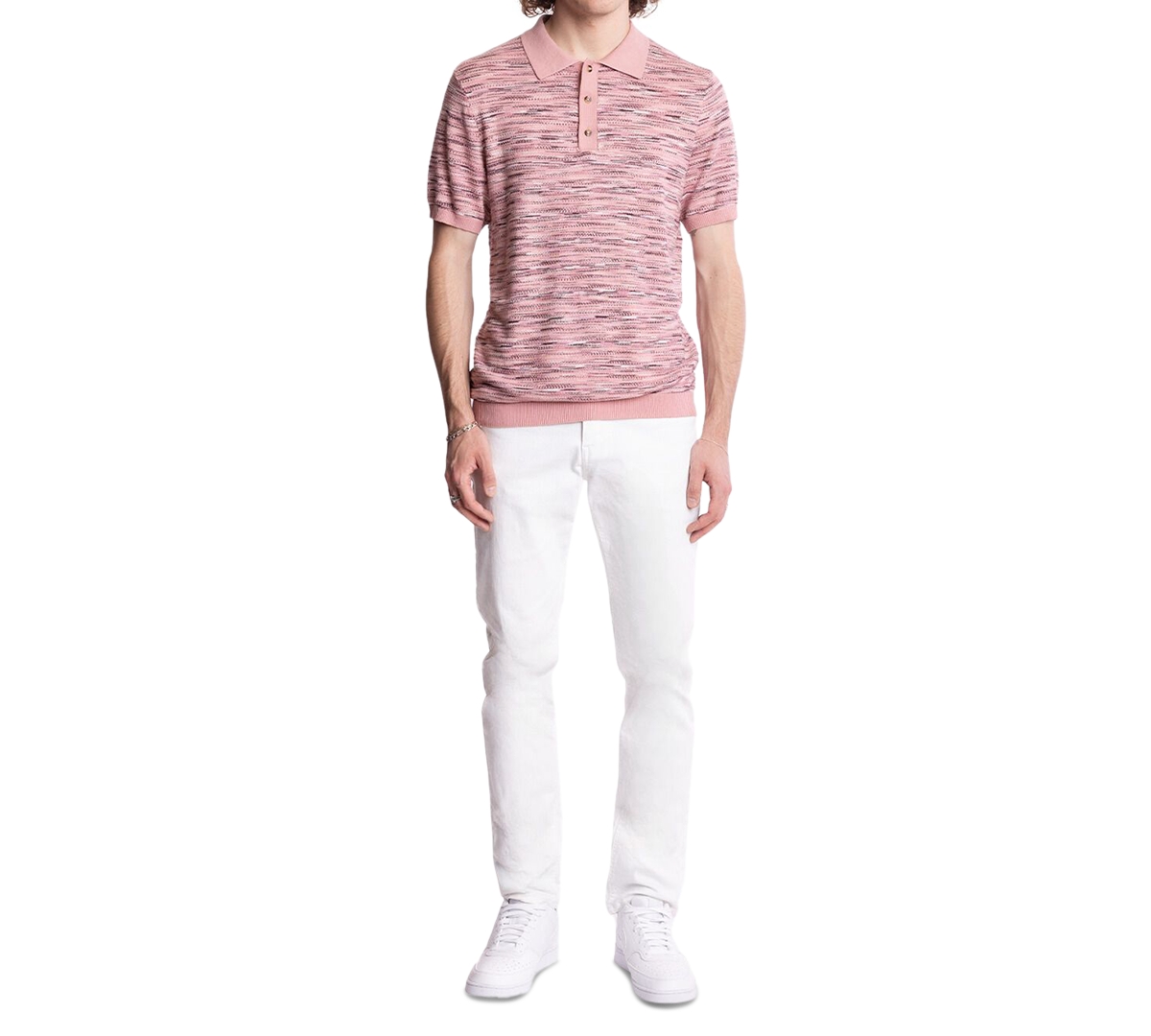 Paisley & Gray Men's Slim Fit Knit Ribbed Short Sleeve Polo Shirt