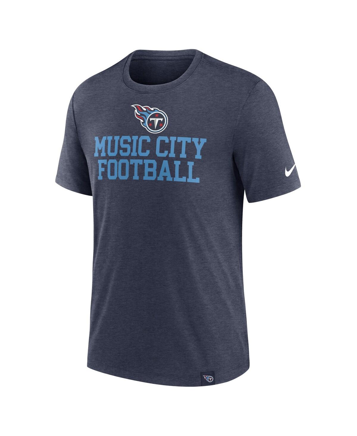NIKE MEN'S HEATHER NAVY TENNESSEE TITANS BLITZ TRI-BLEND T-SHIRT