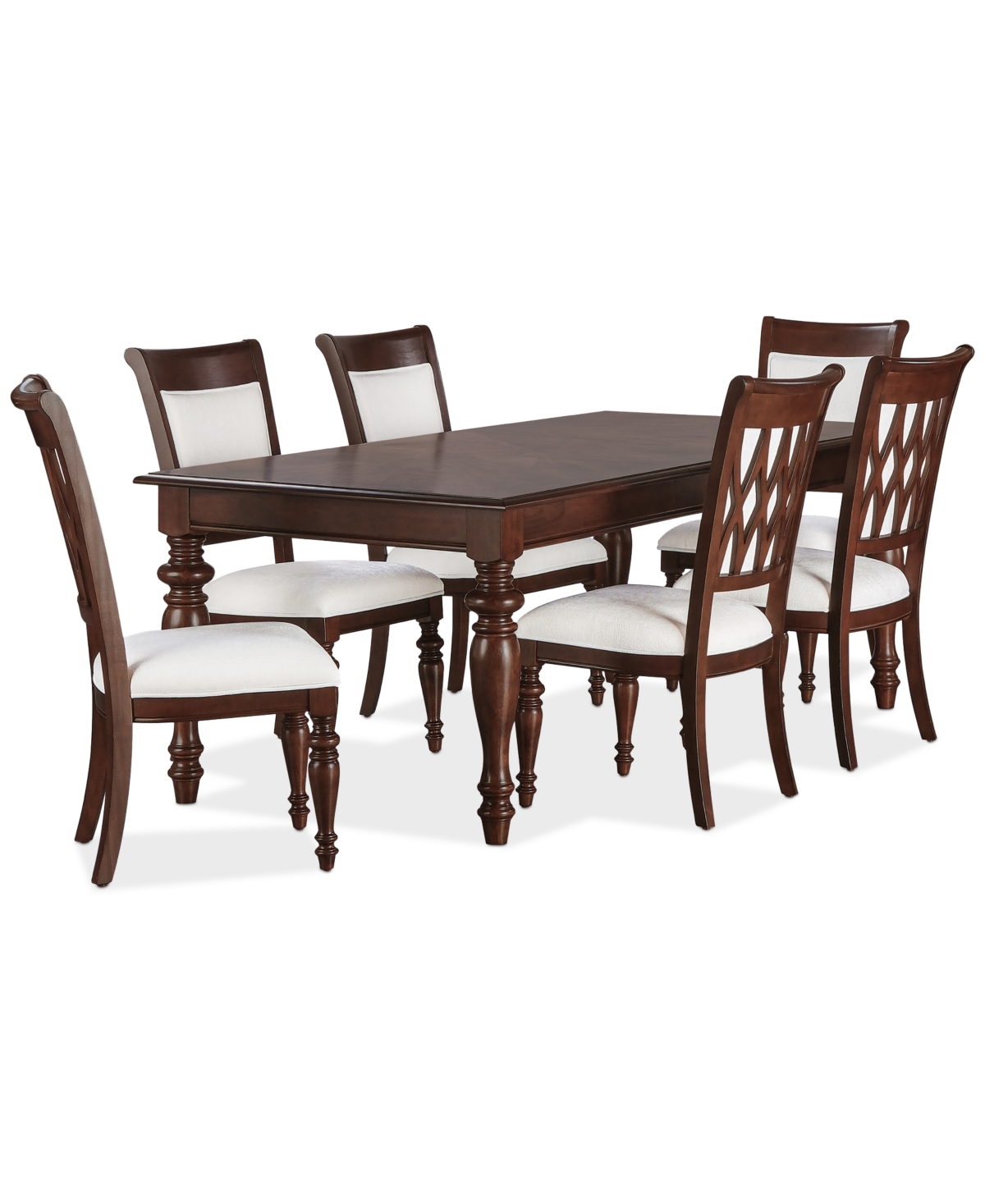 Macy's Daria 7-pc. Dining Set (rectangular Table & 6 Upholstered Back Side Chairs), Created For  In Brown