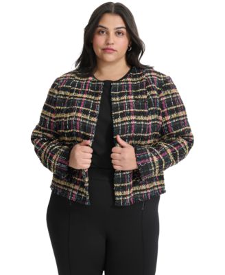 KARL LAGERFELD PARIS - Plus Size Tweed Open-Front Jacket