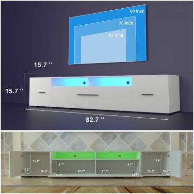 RGB LED TV Cabinet with 90% Storage Space and Multicolor Modes