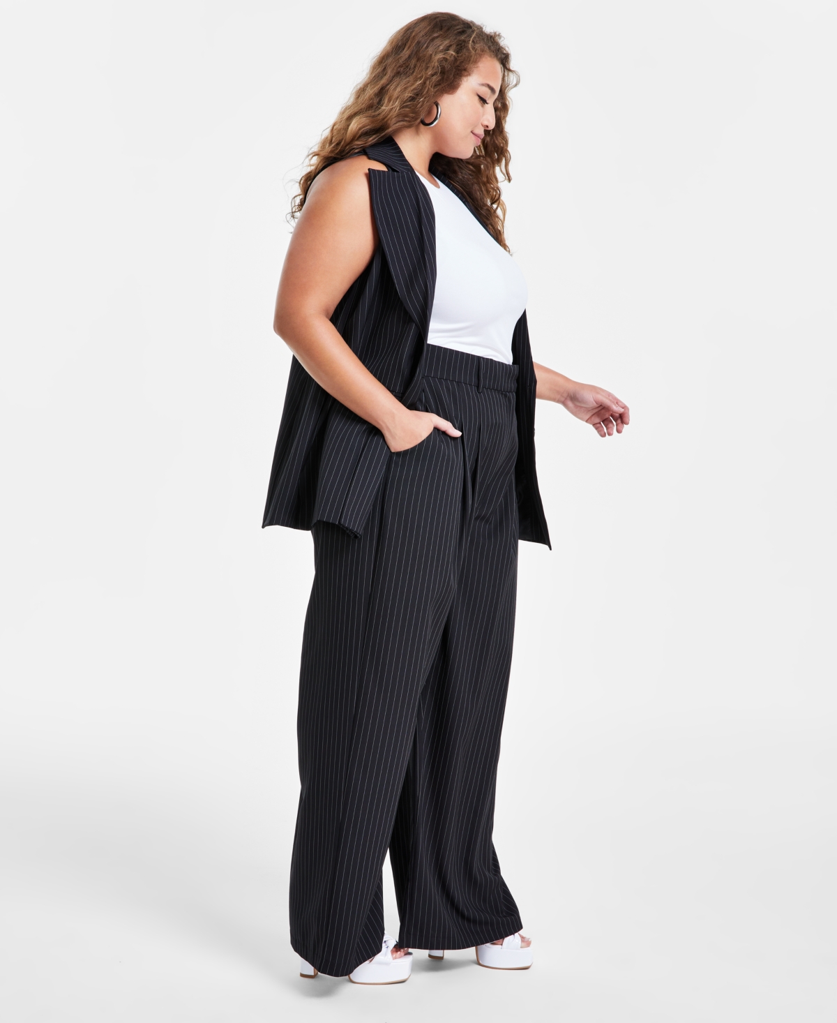 Bar Iii Trendy Plus Sized Wide-Leg Pants, Created for Macy's
