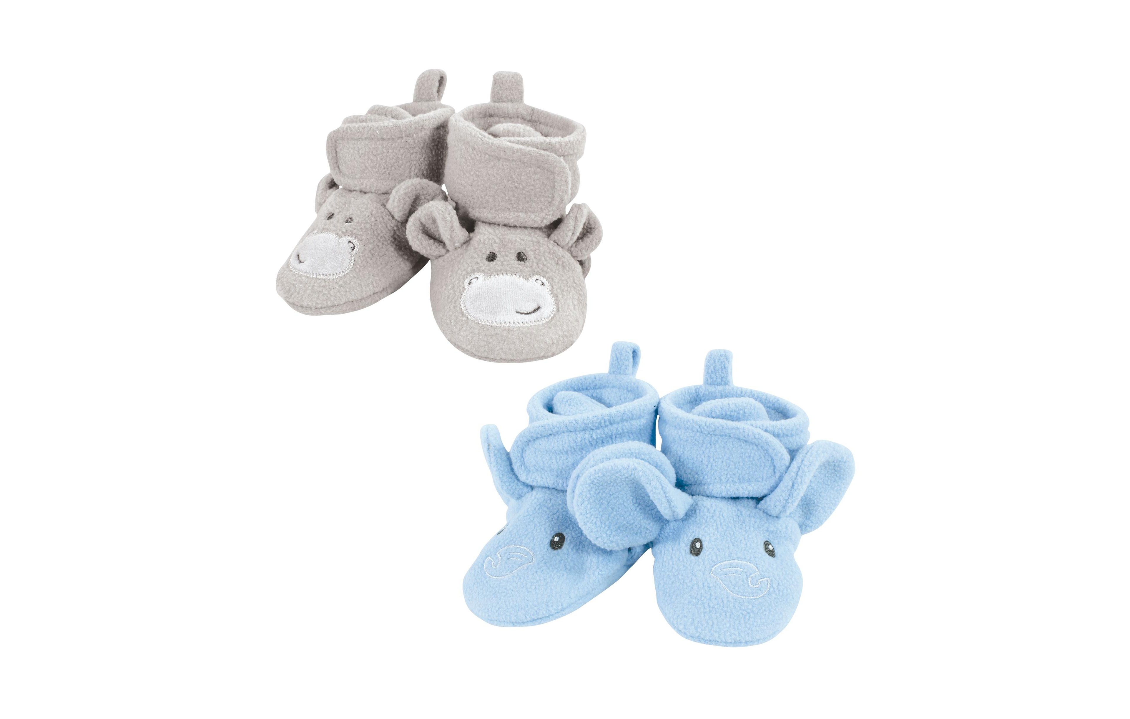 Hudson Baby Baby Boys Hudson Animal Fleece Booties 2-Pack, Months
