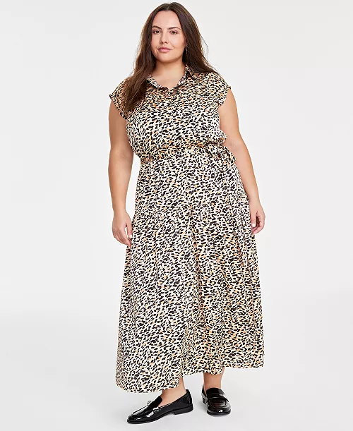 trendy plus size animal-print maxi dress, created for macy's