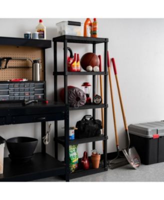 USA 5-Tier Shelving Unit, 64" Fixed Height, Medium Storage Organizer Shelf for Home, Garage, Basement, Shed and Laundry Room, 24"L x 12"W x 64"H, Made with Recycled Materials, Black