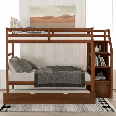 Streamdale Twin-Over-Twin Bunk Bed With Twin Size Trundle And 3 Storage Stairs