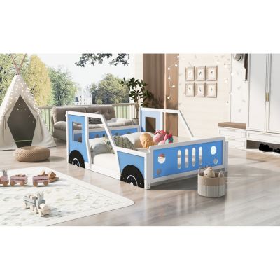 Streamdale Full Size Classic Car-Shaped Platform Bed With Wheels