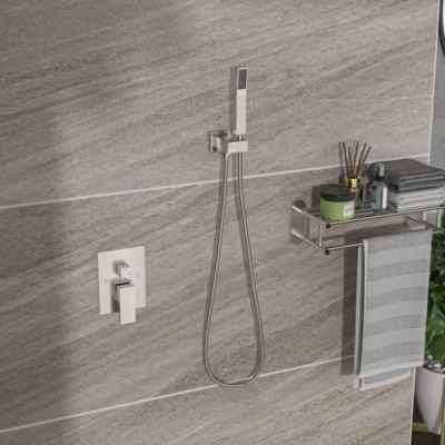 Ceiling Shower Set - 12 Inch Square Shower Set, Dual Shower Heads, Brushed Nickel