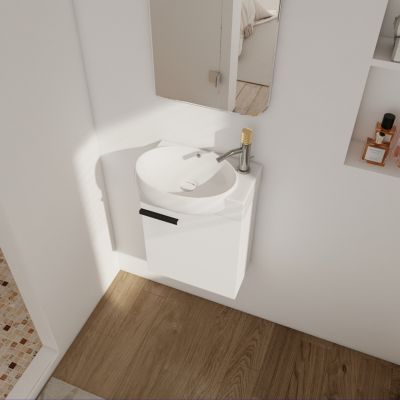 Soft Close Doors Bathroom Vanity With Sink, 16 Inch For Small Bathroom