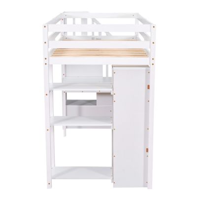 Streamdale Twin Loft Bed with Storage, Desk, and Stairs