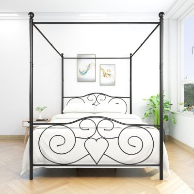 Streamdale Metal Canopy Bed Frame with Vintage Headboard