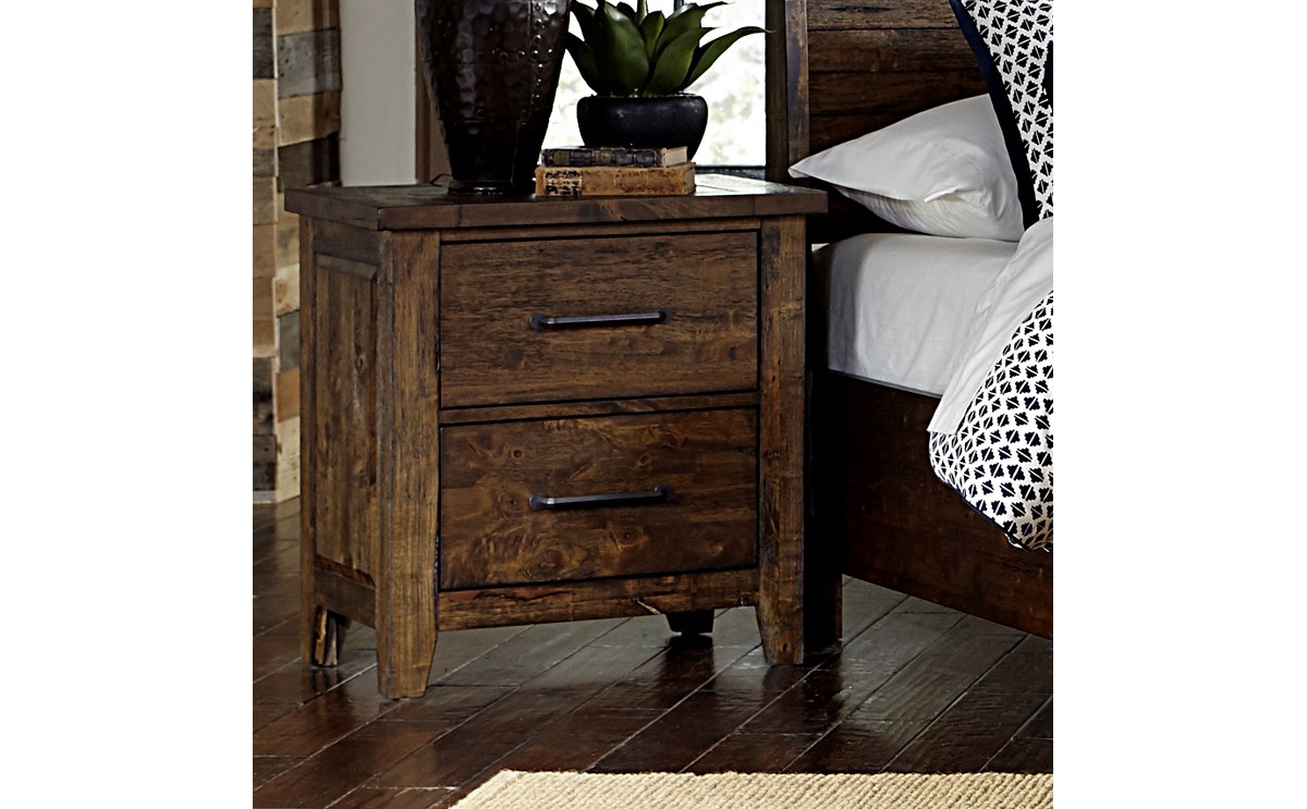 Streamdale Furniture Rustic Bedroom Nightstand Solid Rubberwood