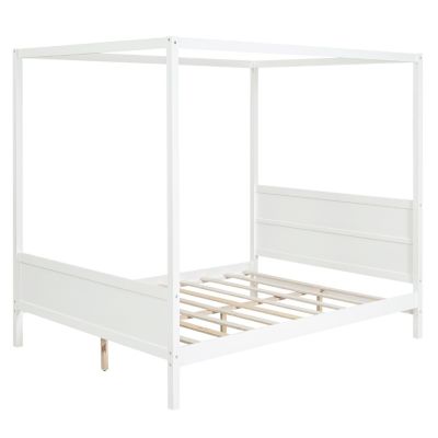 Queen Canopy Bed with Head/Footboard & Slat Support
