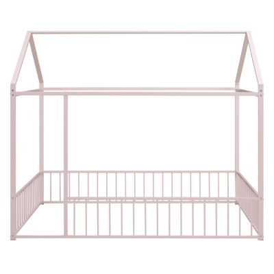 Streamdale Metal House Bed Frame with Fence for Kids