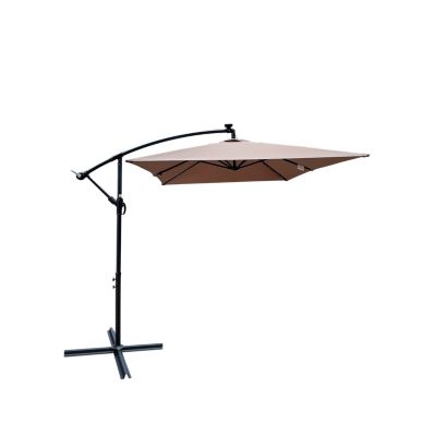 Solar Powered LED Patio Umbrella, 8 Ribs, Crank and Cross Base